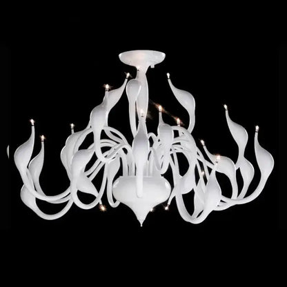 Red glass iron swan pendant lamp living room chandelier