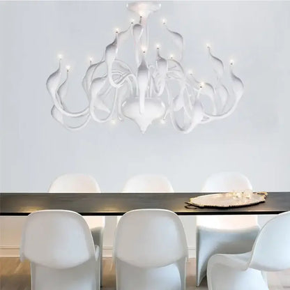 Red glass iron swan pendant lamp living room chandelier