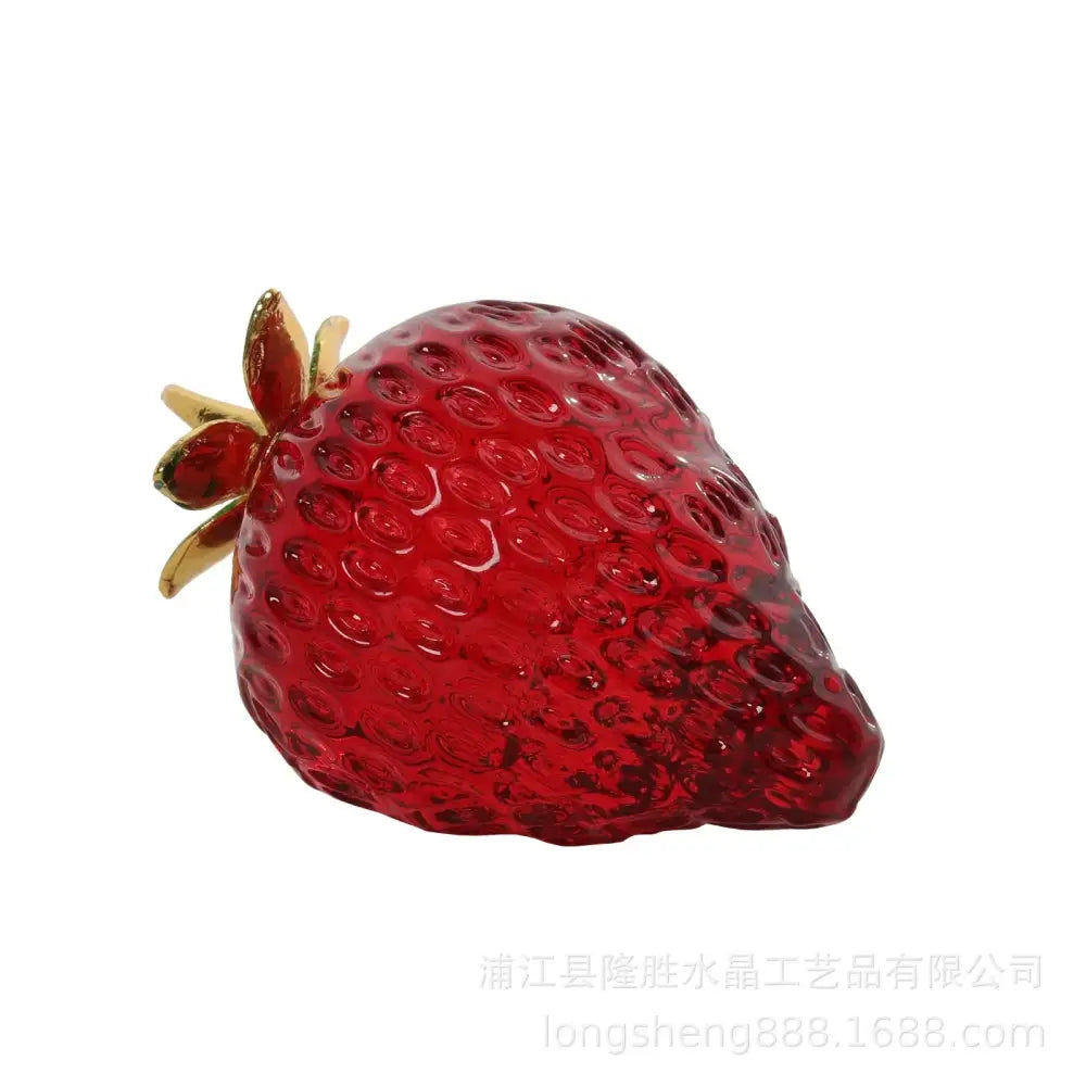 Red glass strawberry figurine – kitchen crystal fruit ornament