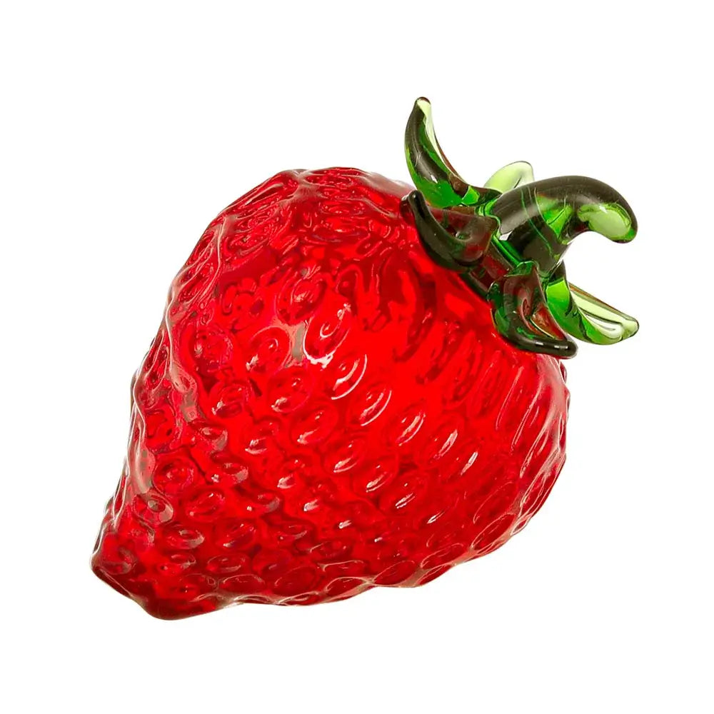 Red glass strawberry figurine – kitchen crystal fruit ornament