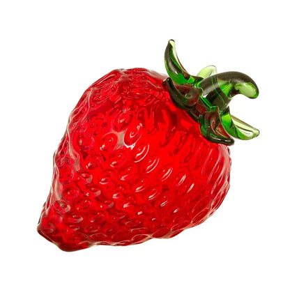Red glass strawberry figurine – kitchen crystal fruit ornament