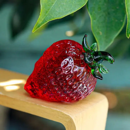 Red glass strawberry figurine – kitchen crystal fruit ornament