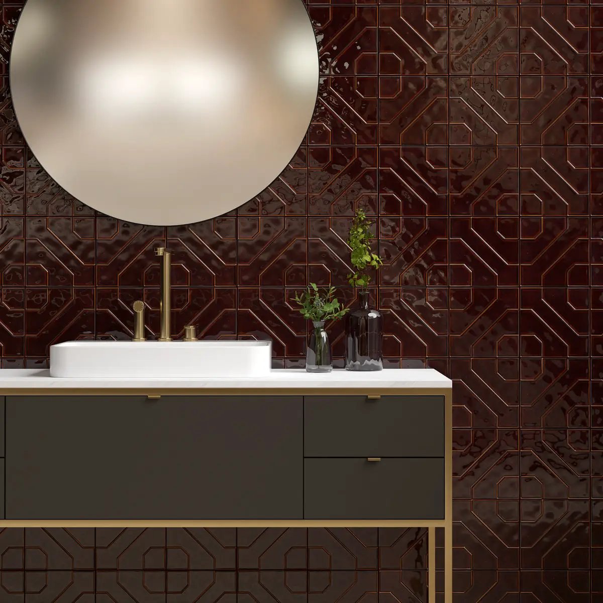 Kodye Rich Cinnamon Glossy Ceramic Accent Tiles 8x8