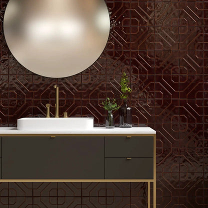 Kodye Rich Cinnamon Glossy Ceramic Accent Tiles 8x8