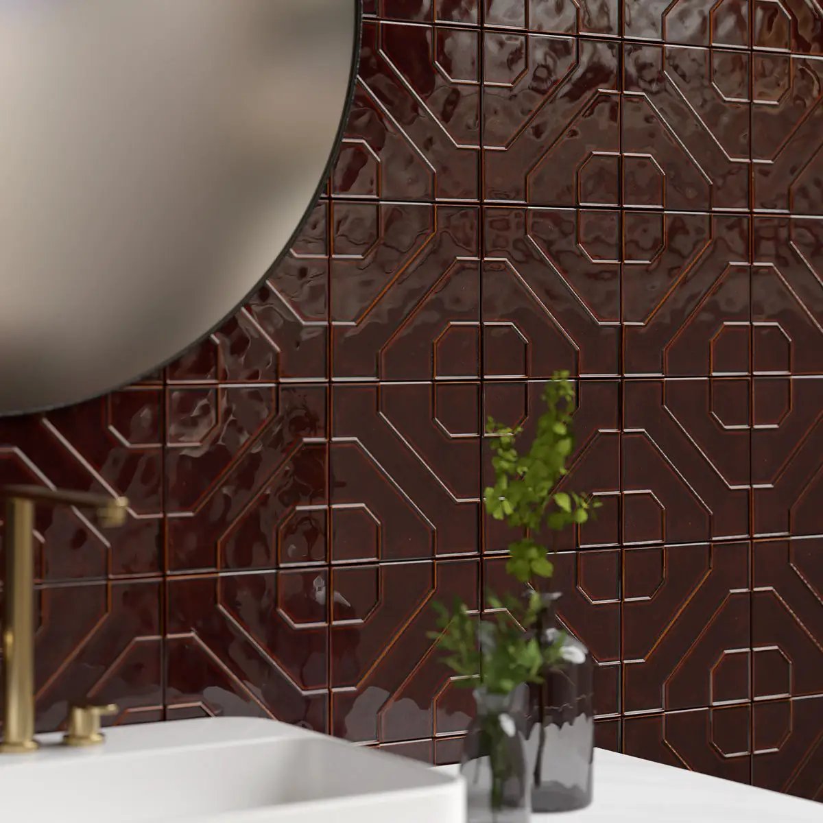 Kodye Rich Cinnamon Glossy Ceramic Accent Tiles 8x8