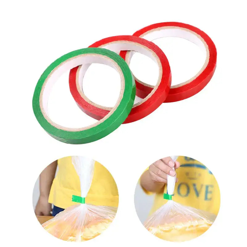 Red & green bag seal tape kitchen freshness sealing rolls