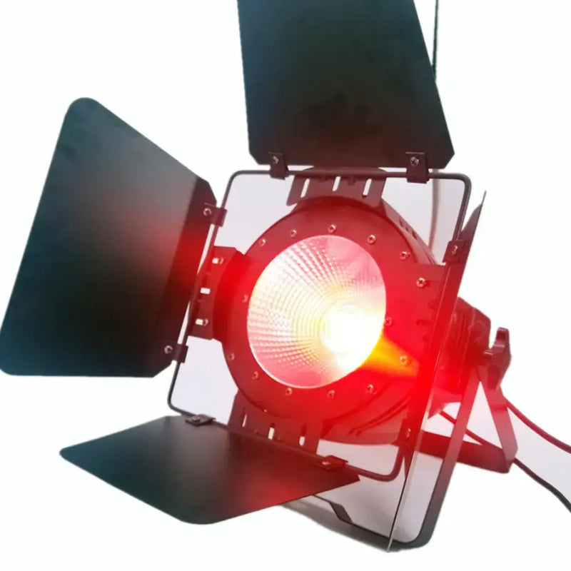 Red led par cob stage light with black barn doors for living room