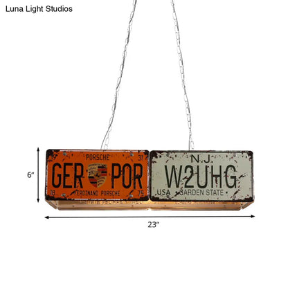 DecorBites™ Red Metallic Hanging Lamp: 3-Light Rectangle Island Ceiling Light for Dining Room