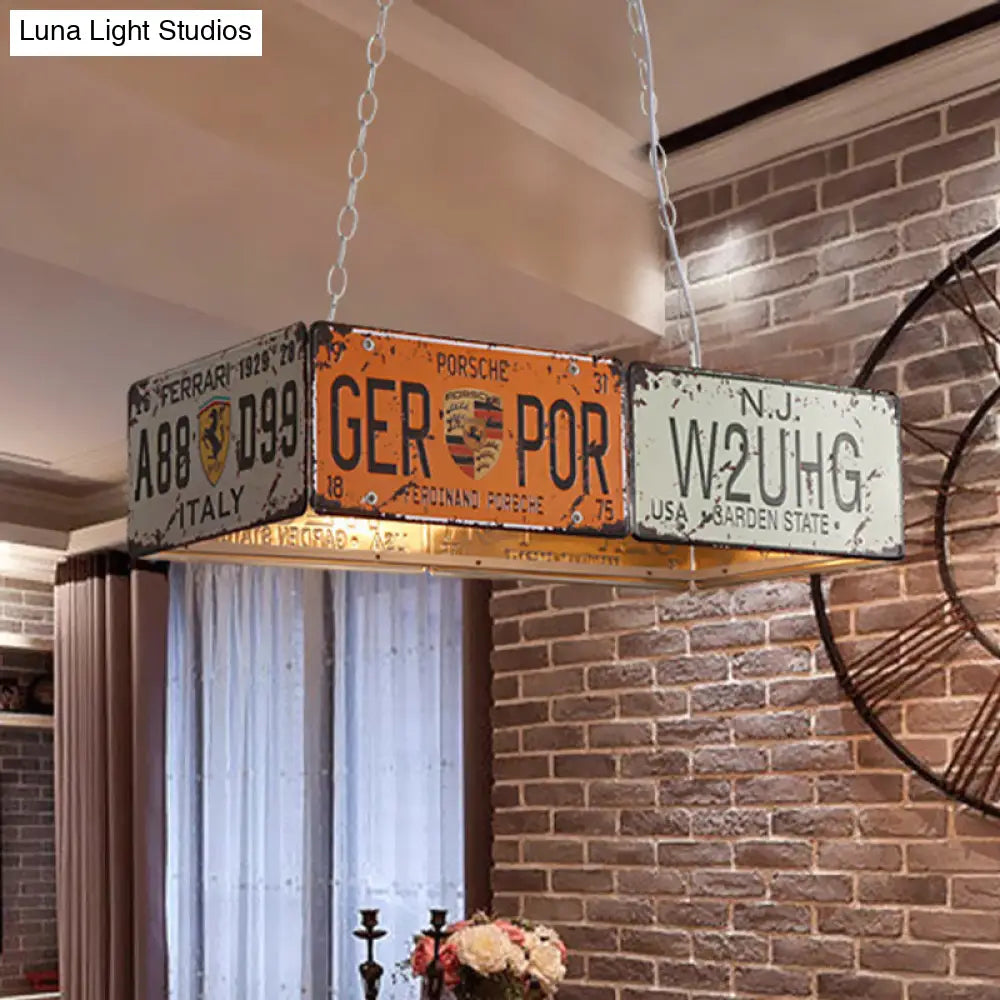 DecorBites™ Red Metallic Hanging Lamp: 3-Light Rectangle Island Ceiling Light for Dining Room