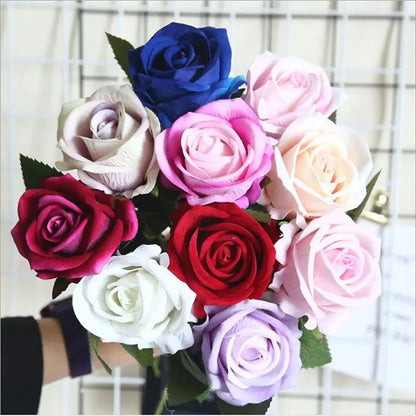 Red pink & cream dried roses artificial flowers wedding decor