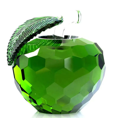 Red & pink crystal yellow apple figurines – office desktop decor