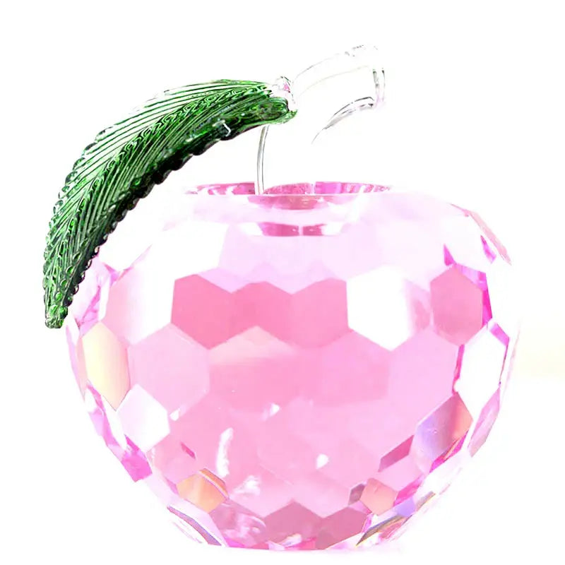 Red & pink crystal yellow apple figurines – office desktop decor