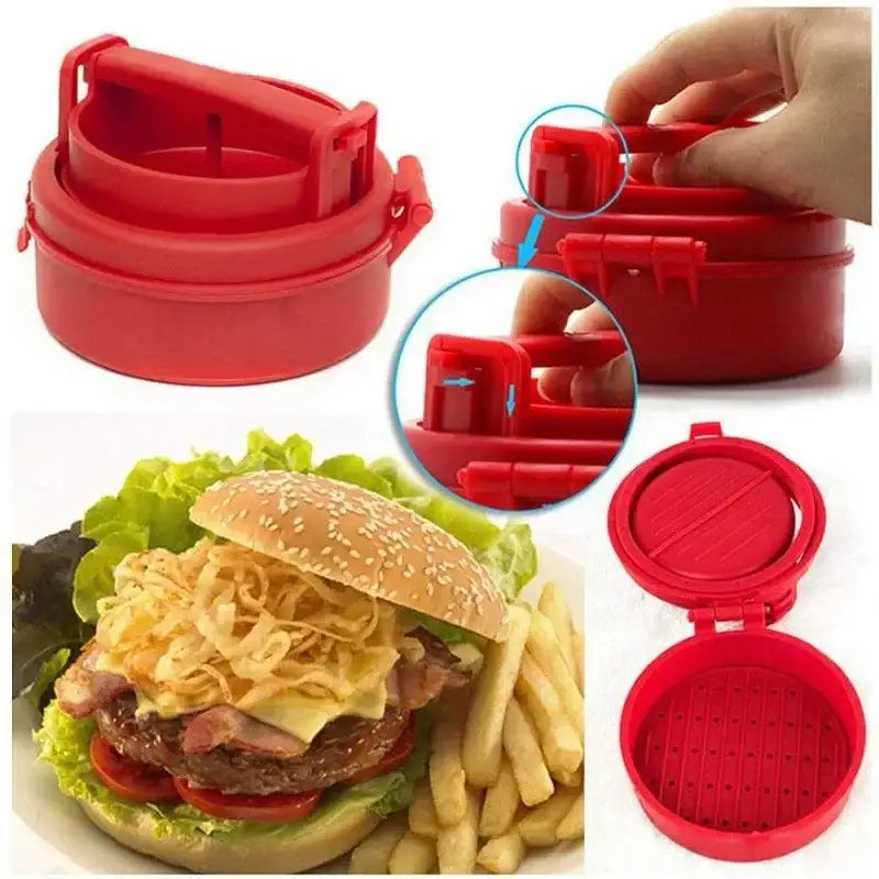 Red plastic stuffed hamburger meat presser – kitchen burger maker