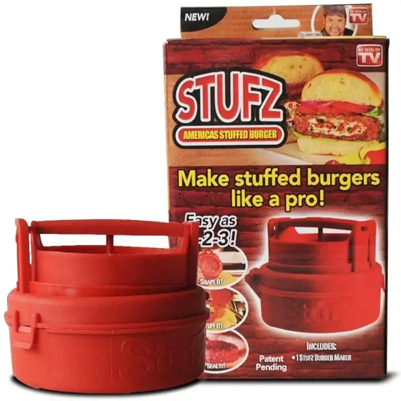 Red plastic stuffed hamburger meat presser – kitchen burger maker