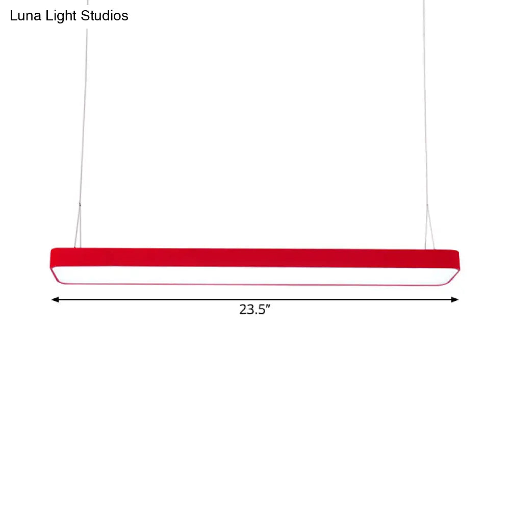 DecorBites™ Red Rectangular LED Island Pendant Light for Kids' Room with Acrylic Shade