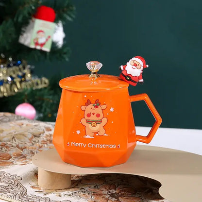 Red santa claus christmas ceramic mug set kitchen decor