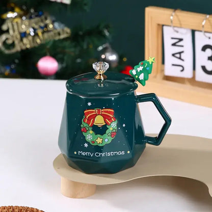 Red santa claus christmas ceramic mug set kitchen decor