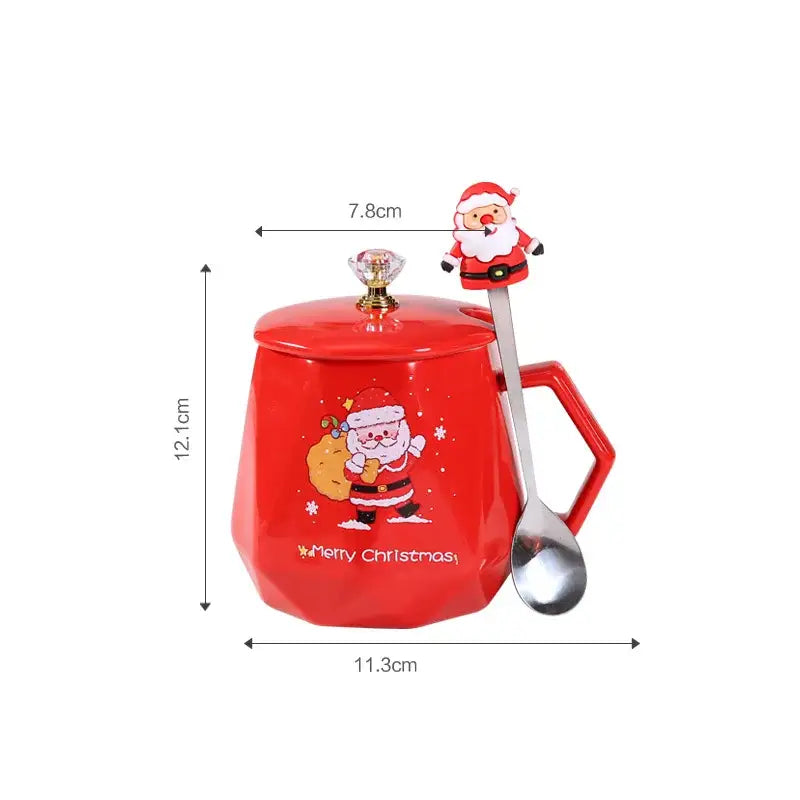 Red santa claus christmas ceramic mug set kitchen decor