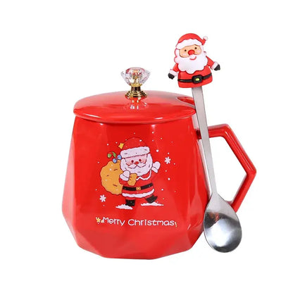 Red santa claus christmas ceramic mug set kitchen decor