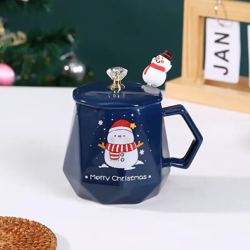 Red santa claus christmas ceramic mug set kitchen decor