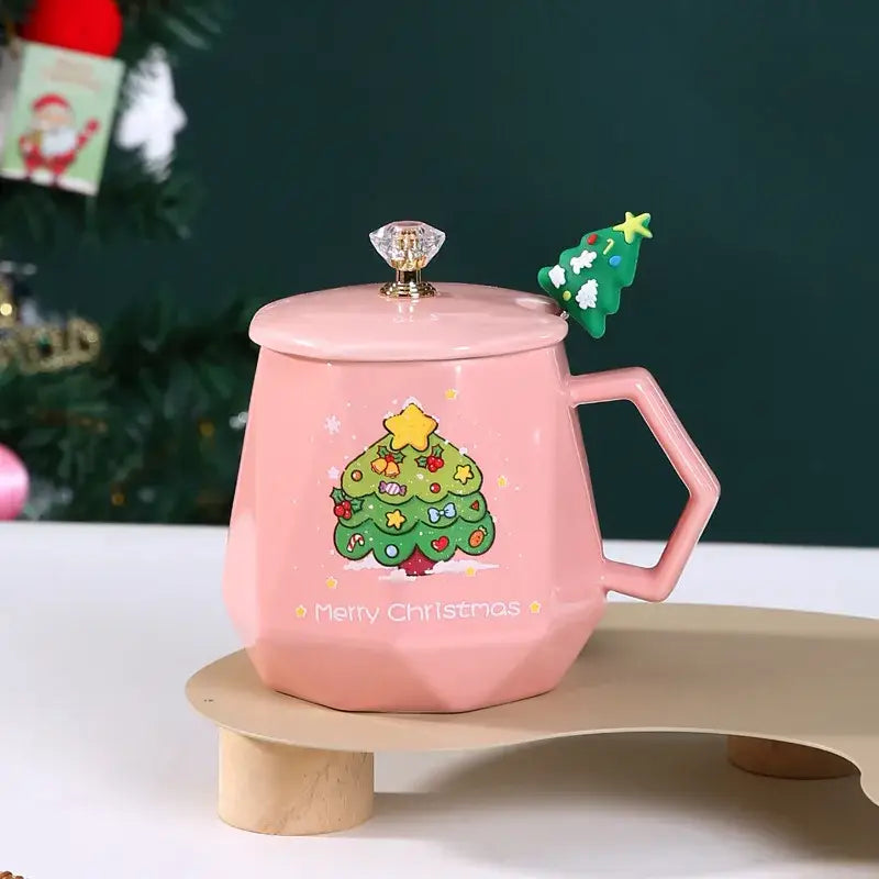 Red santa claus christmas ceramic mug set kitchen decor