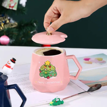 Red santa claus christmas ceramic mug set kitchen decor