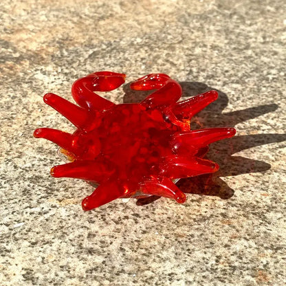 Red speckled crab glass figurines living room art sculpture