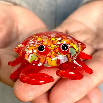 Red speckled crab glass figurines living room art sculpture
