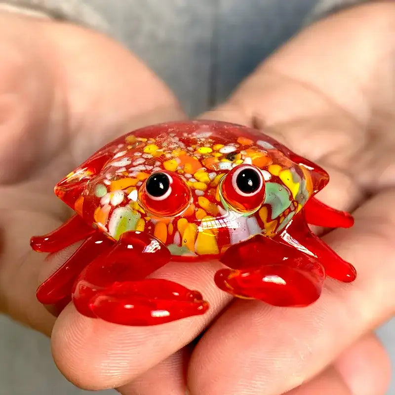 Red speckled crab glass figurines living room art sculpture