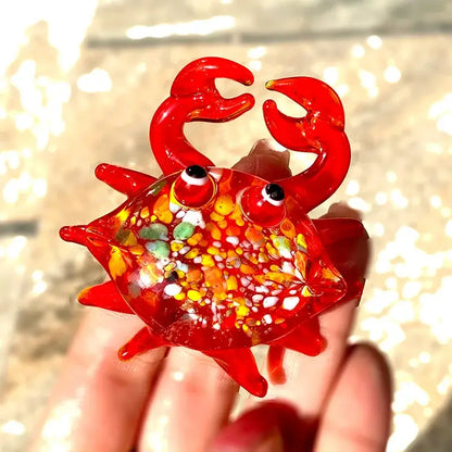 Red speckled crab glass figurines living room art sculpture