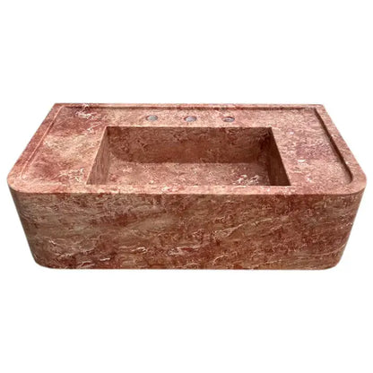 Red Travertine Wall Mount Bathroom Sink Honed 16x30