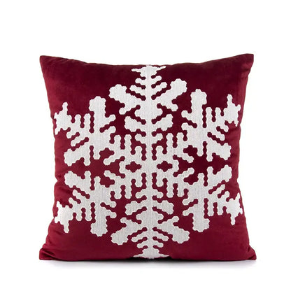 Red velvet embroidered christmas pillow covers living room decor