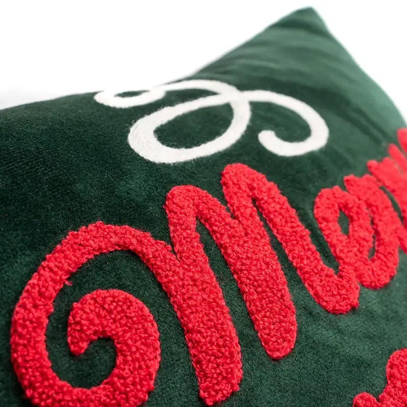 Red velvet embroidered christmas pillow covers living room decor