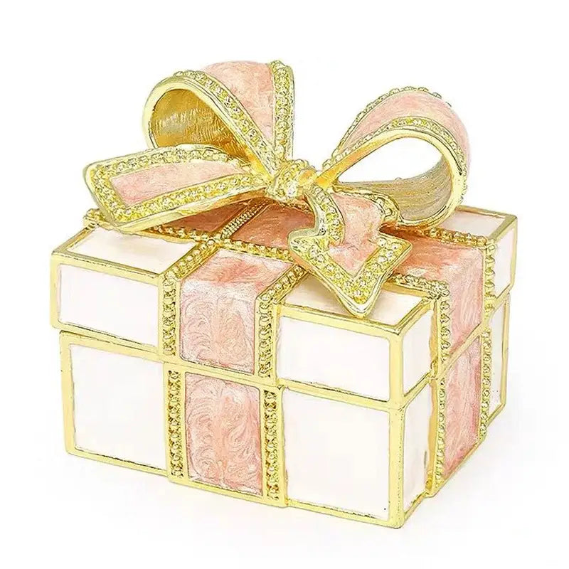 Red & white bow jewelry trinket box bedroom gift holder