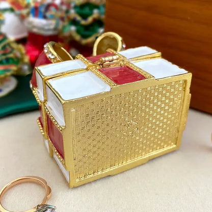 Red & white bow jewelry trinket box bedroom gift holder