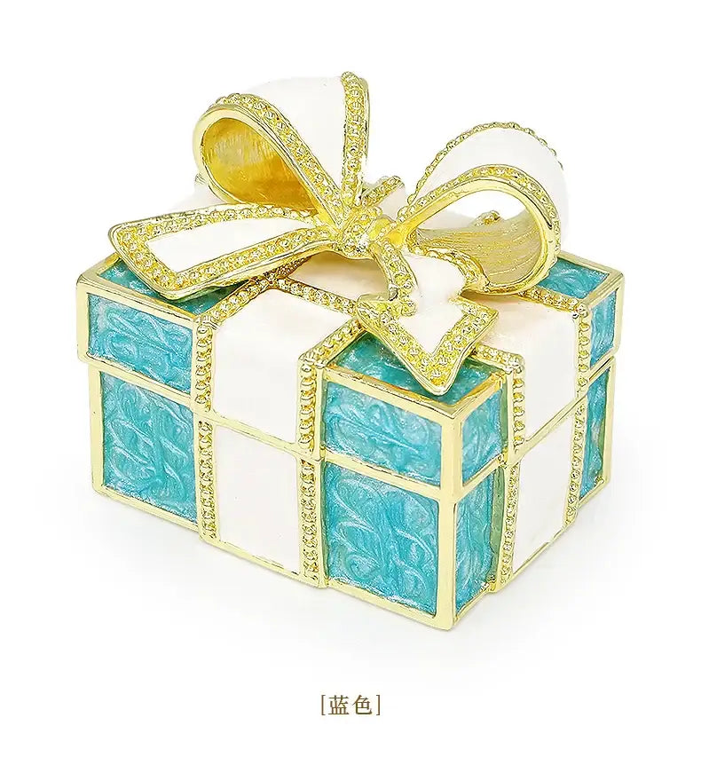 Red & white bow jewelry trinket box bedroom gift holder