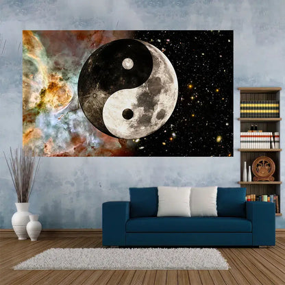 Red & white cosmic yin yang mandala tapestry bedroom wall decor
