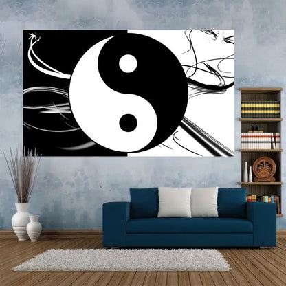 Red & white cosmic yin yang mandala tapestry bedroom wall decor