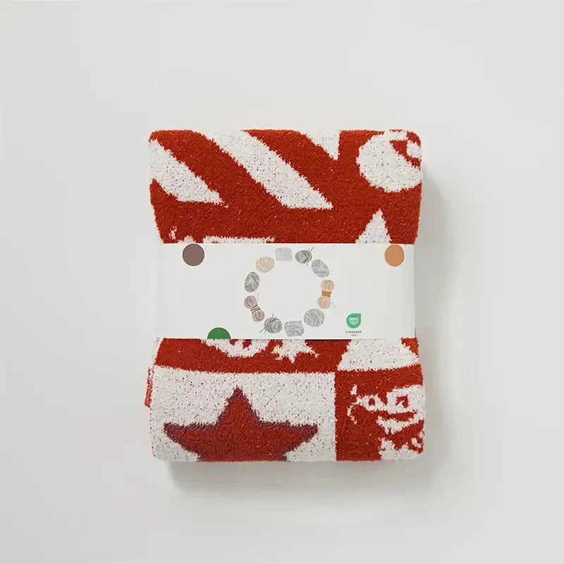 Red & white dragon zodiac knitted blanket throws bedroom decor