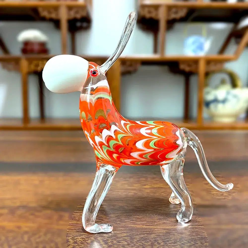 Red white & green swirl glass donkey figurine living room decor