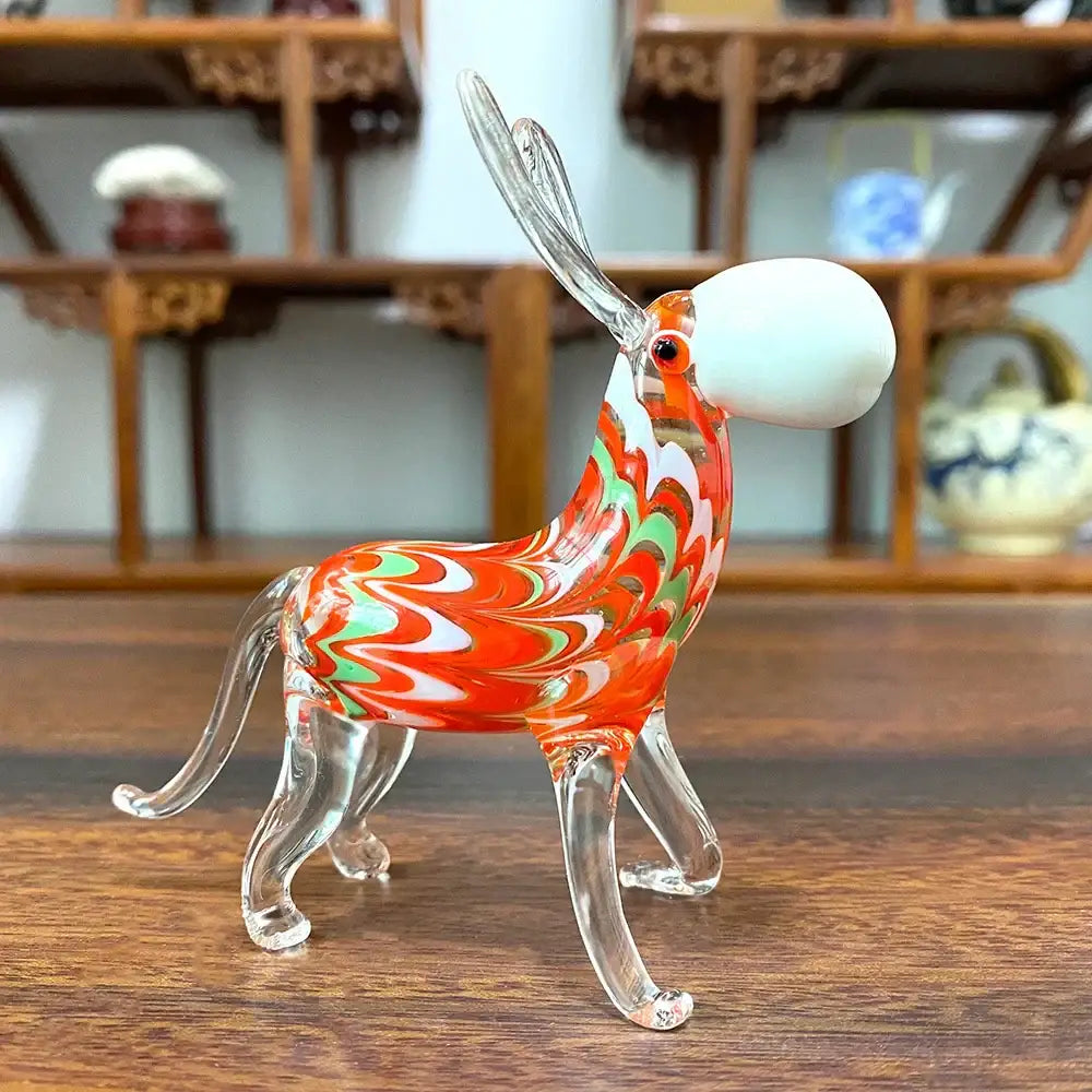 Red white & green swirl glass donkey figurine living room decor