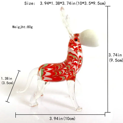 Red white & green swirl glass donkey figurine living room decor
