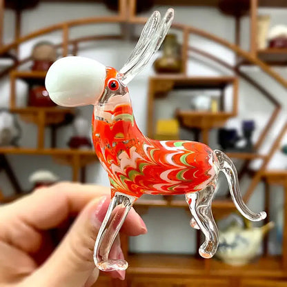 Red white & green swirl glass donkey figurine living room decor