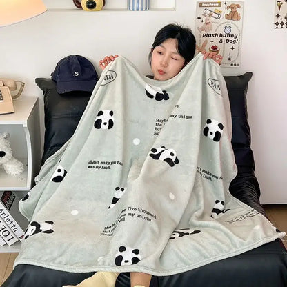 Red & white happy puppy velvet printed blanket bedroom decor