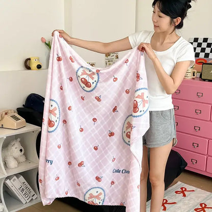 Red & white happy puppy velvet printed blanket bedroom decor