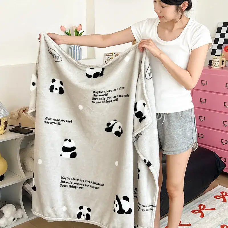 Red & white happy puppy velvet printed blanket bedroom decor