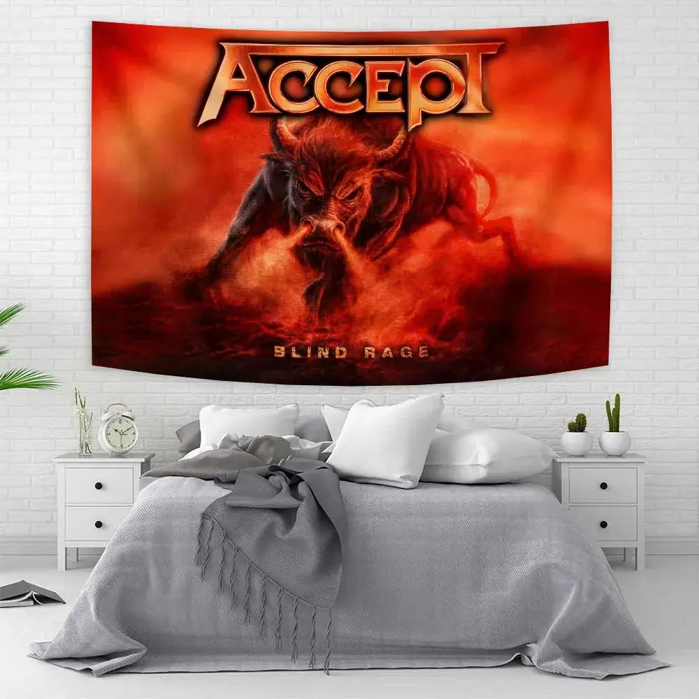 Red yellow & blue band tapestry flag bedroom fabric wall art