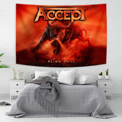 Red yellow & blue band tapestry flag bedroom fabric wall art