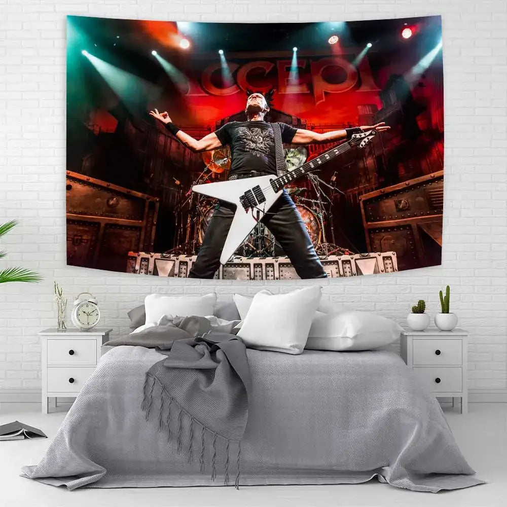 Red yellow & blue band tapestry flag bedroom fabric wall art