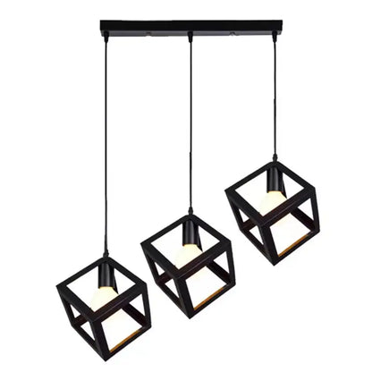 Red yellow & green elegant square chandelier kitchen pendant light